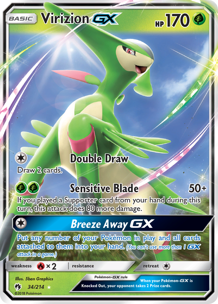 Virizion GX (34/214) [Sun & Moon: Lost Thunder] | Shuffle n Cut Hobbies & Games