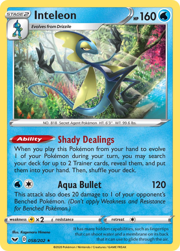 Inteleon (058/202) (Theme Deck Exclusive) [Sword & Shield: Base Set] | Shuffle n Cut Hobbies & Games