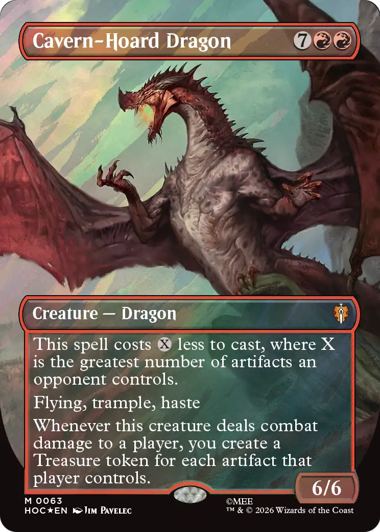 Cavern-Hoard Dragon (Borderless) (Surge Foil) [The Hobbit: Eternal-Legal] | Shuffle n Cut Hobbies & Games