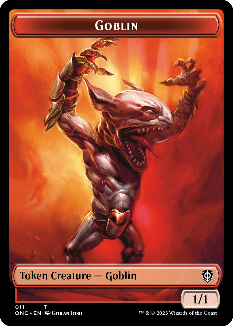 Rebel // Goblin Double-Sided Token [Phyrexia: All Will Be One Commander Tokens] | Shuffle n Cut Hobbies & Games