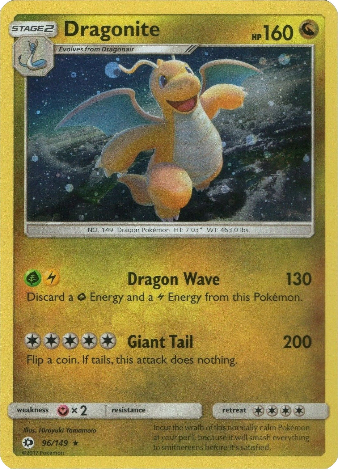 Dragonite (96/149) (Cosmos Holo) [Sun & Moon: Base Set] | Shuffle n Cut Hobbies & Games