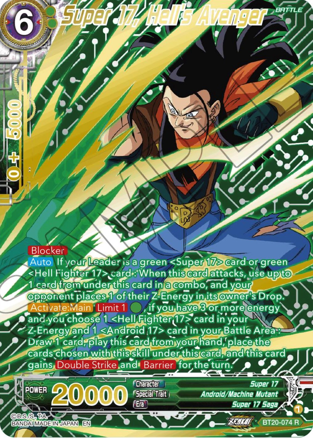 Super 17, Hell's Avenger (Gold-Stamped) (BT20-074) [Power Absorbed] | Shuffle n Cut Hobbies & Games