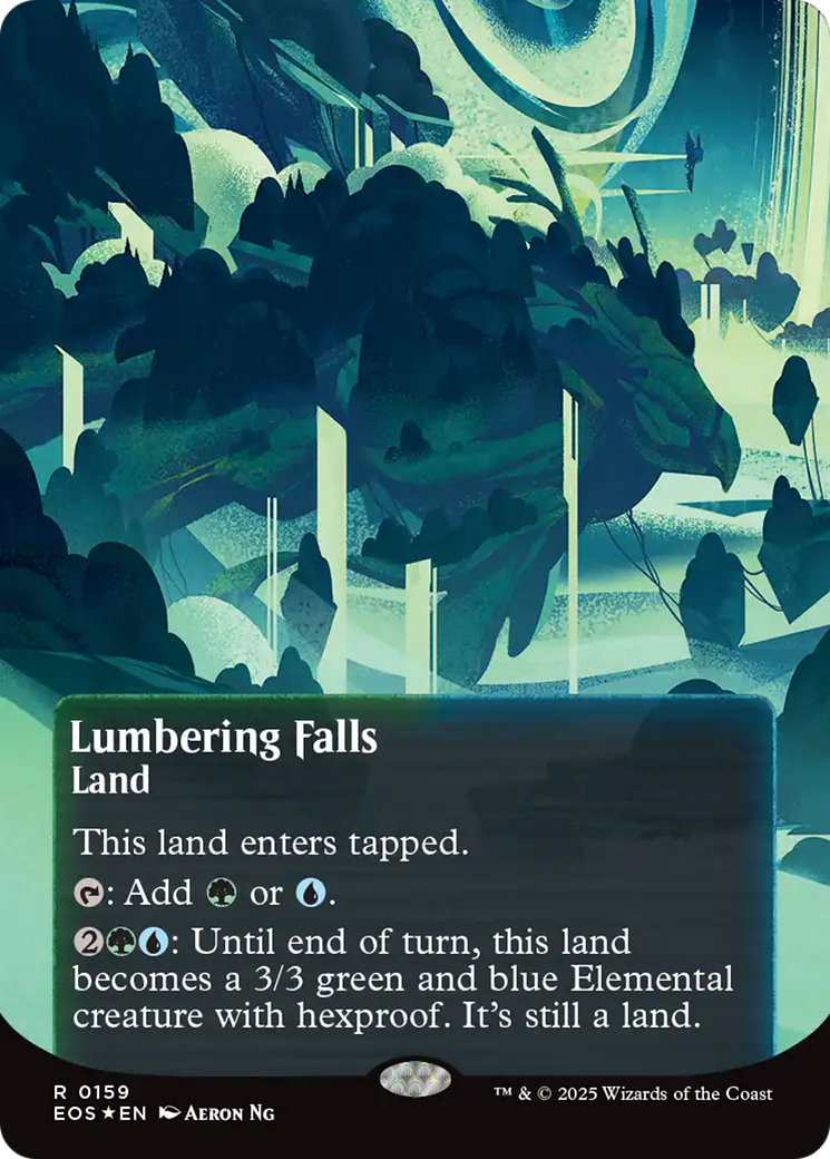 Lumbering Falls (0159) (Borderless) (Galaxy Foil) [Edge of Eternities: Stellar Sights] | Shuffle n Cut Hobbies & Games