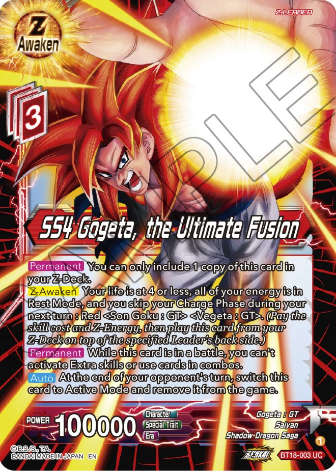 SS4 Gogeta, the Ultimate Fusion (BT18-003) [Dawn of the Z-Legends] | Shuffle n Cut Hobbies & Games