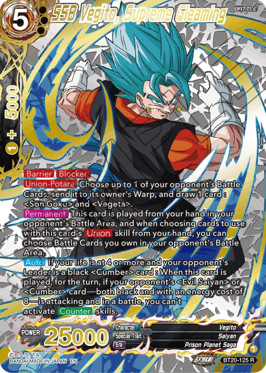 SSB Vegito, Supreme Gleaming (Gold-Stamped) (BT20-125) [Power Absorbed] | Shuffle n Cut Hobbies & Games