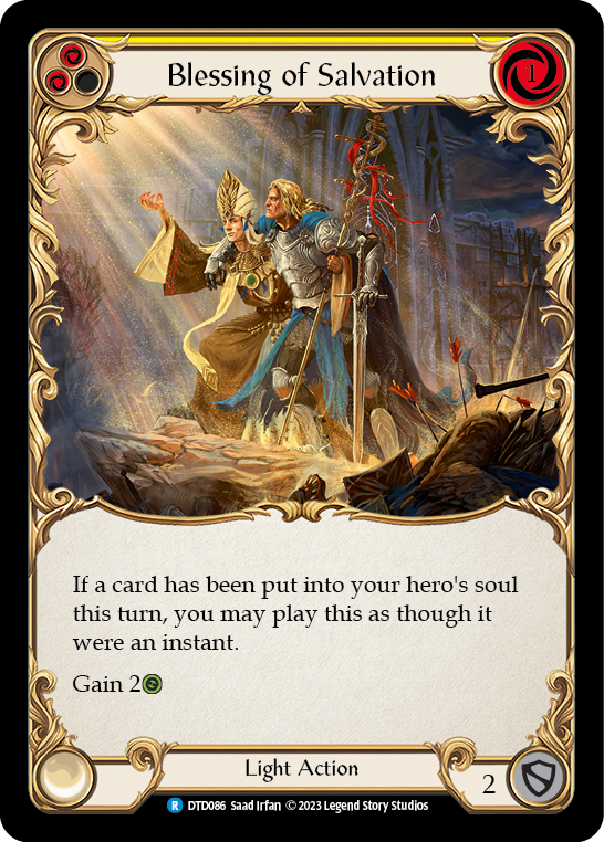 Blessing of Salvation (Yellow) [DTD086] (Dusk Till Dawn)  Rainbow Foil | Shuffle n Cut Hobbies & Games