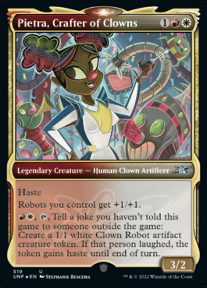 Pietra, Crafter of Clowns (Showcase) (Galaxy Foil) [Unfinity] | Shuffle n Cut Hobbies & Games