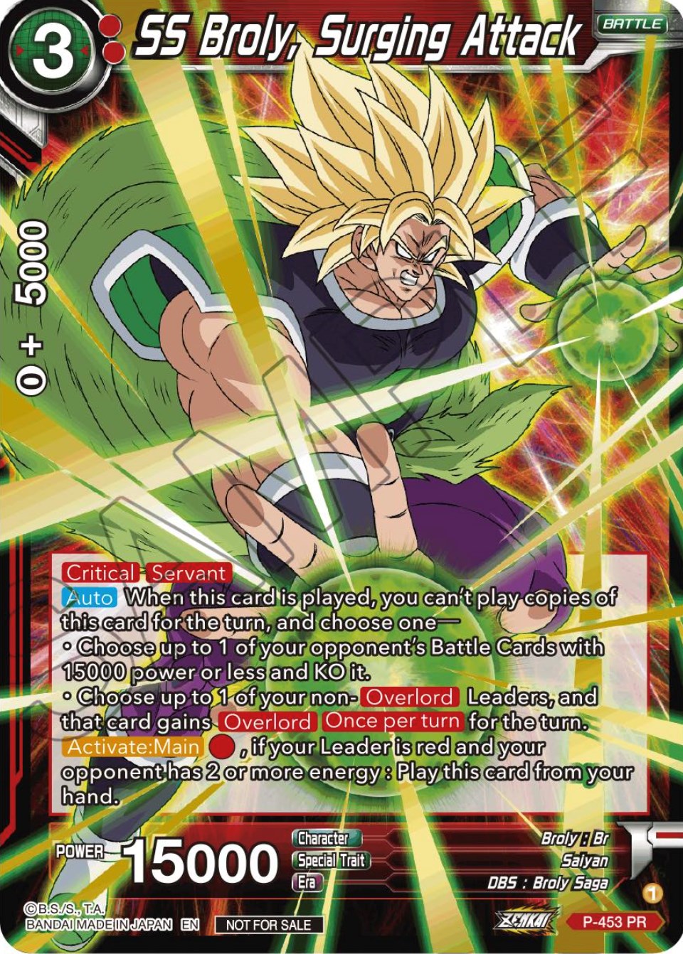 SS Broly, Surging Attack (Championship Selection Pack 2023 Vol.1) (Gold-Stamped) (P-453) [Tournament Promotion Cards] | Shuffle n Cut Hobbies & Games