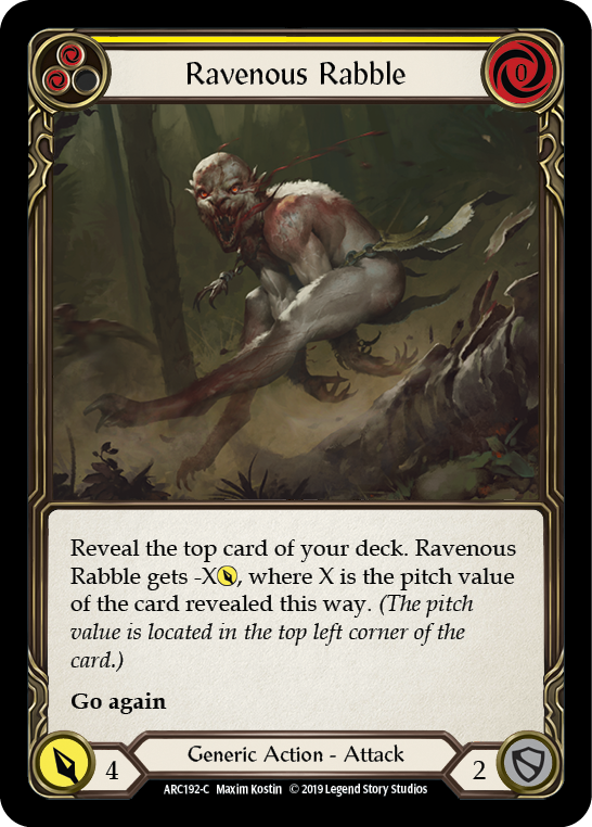 Ravenous Rabble (Yellow) [ARC192-C] (Arcane Rising)  1st Edition Normal | Shuffle n Cut Hobbies & Games