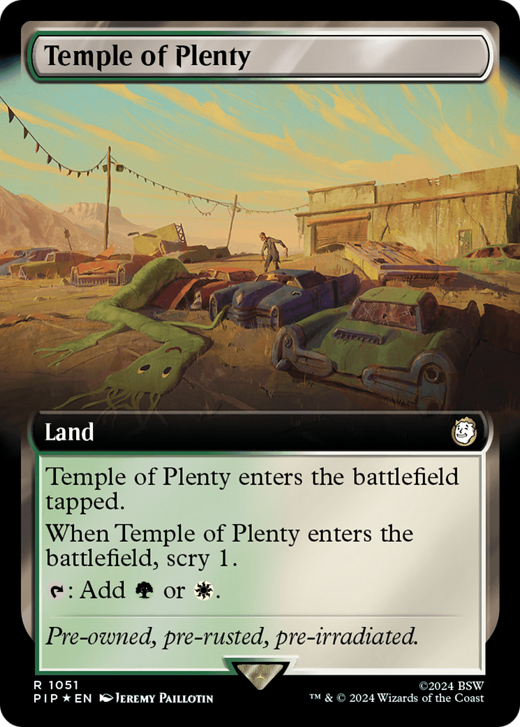 Temple of Plenty (Extended Art) (Surge Foil) [Fallout] | Shuffle n Cut Hobbies & Games