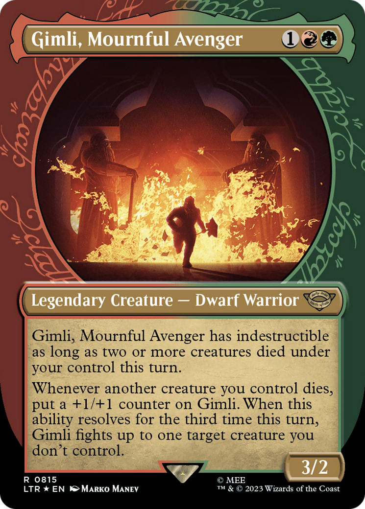 Gimli, Mournful Avenger (Showcase) (Surge Foil) [The Lord of the Rings: Tales of Middle-Earth] | Shuffle n Cut Hobbies & Games
