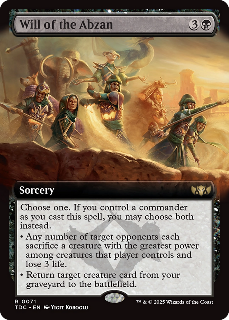 Will of the Abzan (Extended Art) [Tarkir: Dragonstorm Commander] | Shuffle n Cut Hobbies & Games