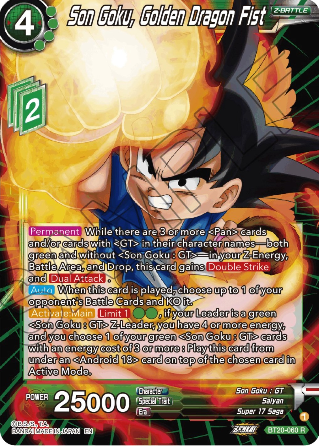 Son Goku, Golden Dragon Fist (BT20-060) [Power Absorbed] | Shuffle n Cut Hobbies & Games