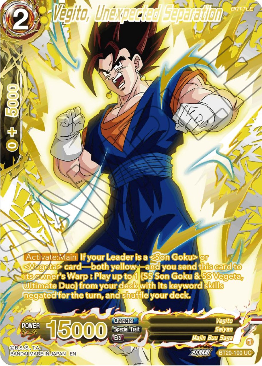 Vegito, Unexpected Separation (Gold-Stamped) (BT20-100) [Power Absorbed] | Shuffle n Cut Hobbies & Games