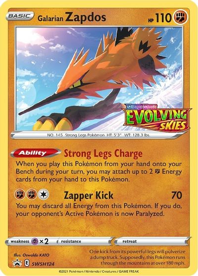 Galarian Zapdos (SWSH124) (Prerelease Promo) [Sword & Shield: Black Star Promos] | Shuffle n Cut Hobbies & Games