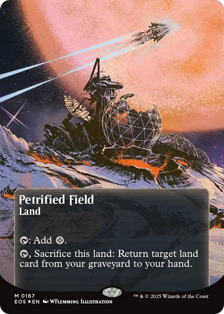 Petrified Field (0167) (Borderless) (Galaxy Foil) [Edge of Eternities: Stellar Sights] | Shuffle n Cut Hobbies & Games