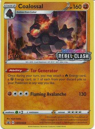 Coalossal (SWSH024) (Staff Prerelease Promo) [Sword & Shield: Black Star Promos] | Shuffle n Cut Hobbies & Games