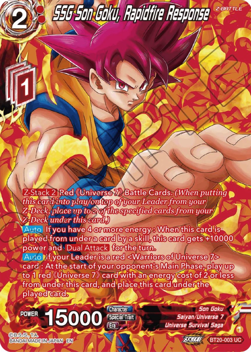 SSG Son Goku, Rapidfire Response (Silver Foil) (BT20-003) [Power Absorbed] | Shuffle n Cut Hobbies & Games