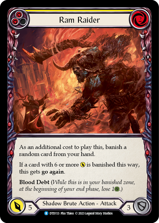 Ram Raider (Yellow) [DTD113] (Dusk Till Dawn)  Rainbow Foil | Shuffle n Cut Hobbies & Games