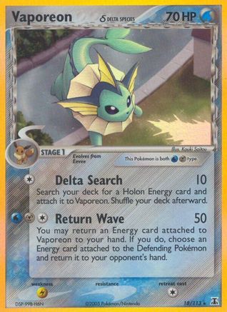 Vaporeon (18/113) (Delta Species) [EX: Delta Species] | Shuffle n Cut Hobbies & Games