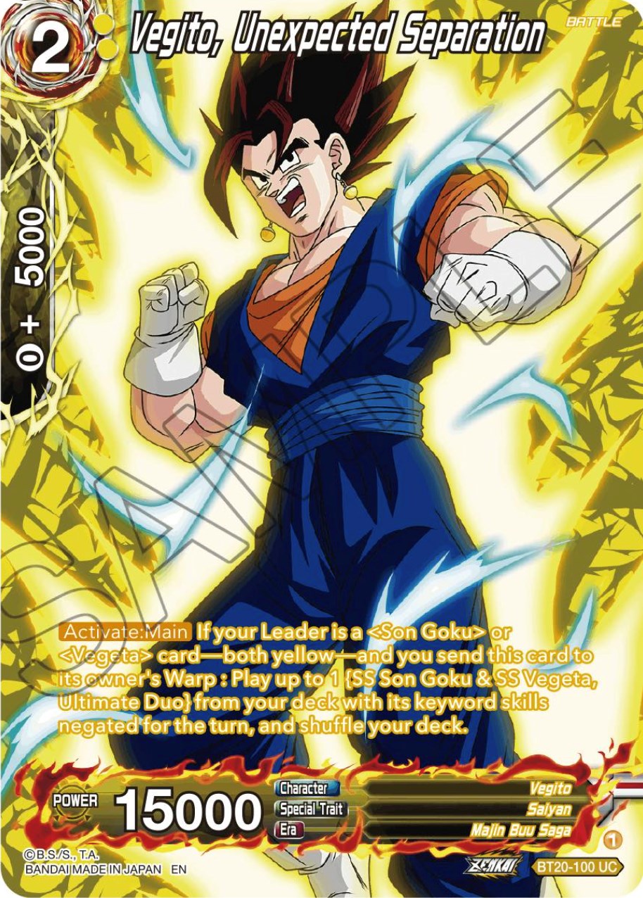Vegito, Unexpected Separation (Silver Foil) (BT20-100) [Power Absorbed] | Shuffle n Cut Hobbies & Games