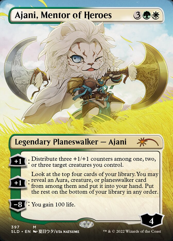 Ajani, Mentor of Heroes (Borderless) [Secret Lair Drop Series] | Shuffle n Cut Hobbies & Games