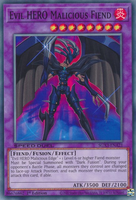 Evil HERO Malicious Fiend [SGX3-ENA21] Common | Shuffle n Cut Hobbies & Games