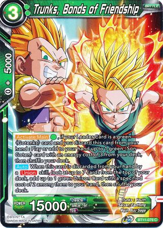 Trunks, Bonds of Friendship (BT11-079) [Vermilion Bloodline 2nd Edition] | Shuffle n Cut Hobbies & Games