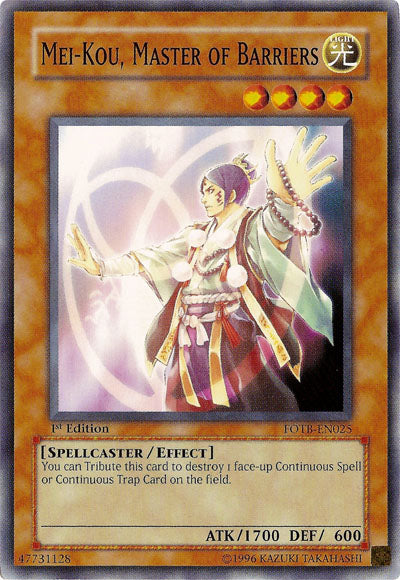 Mei-kou, Master of Barriers [FOTB-EN025] Common | Shuffle n Cut Hobbies & Games