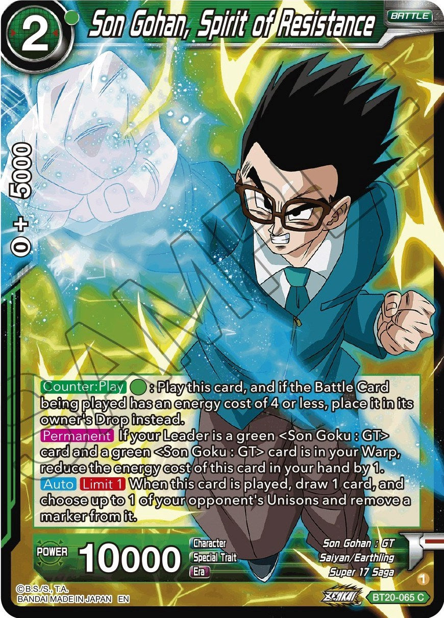 Son Gohan, Spirit of Resistance (BT20-065) [Power Absorbed] | Shuffle n Cut Hobbies & Games