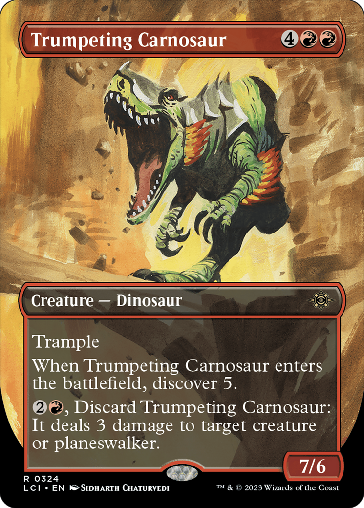 Trumpeting Carnosaur (Borderless) [The Lost Caverns of Ixalan] | Shuffle n Cut Hobbies & Games