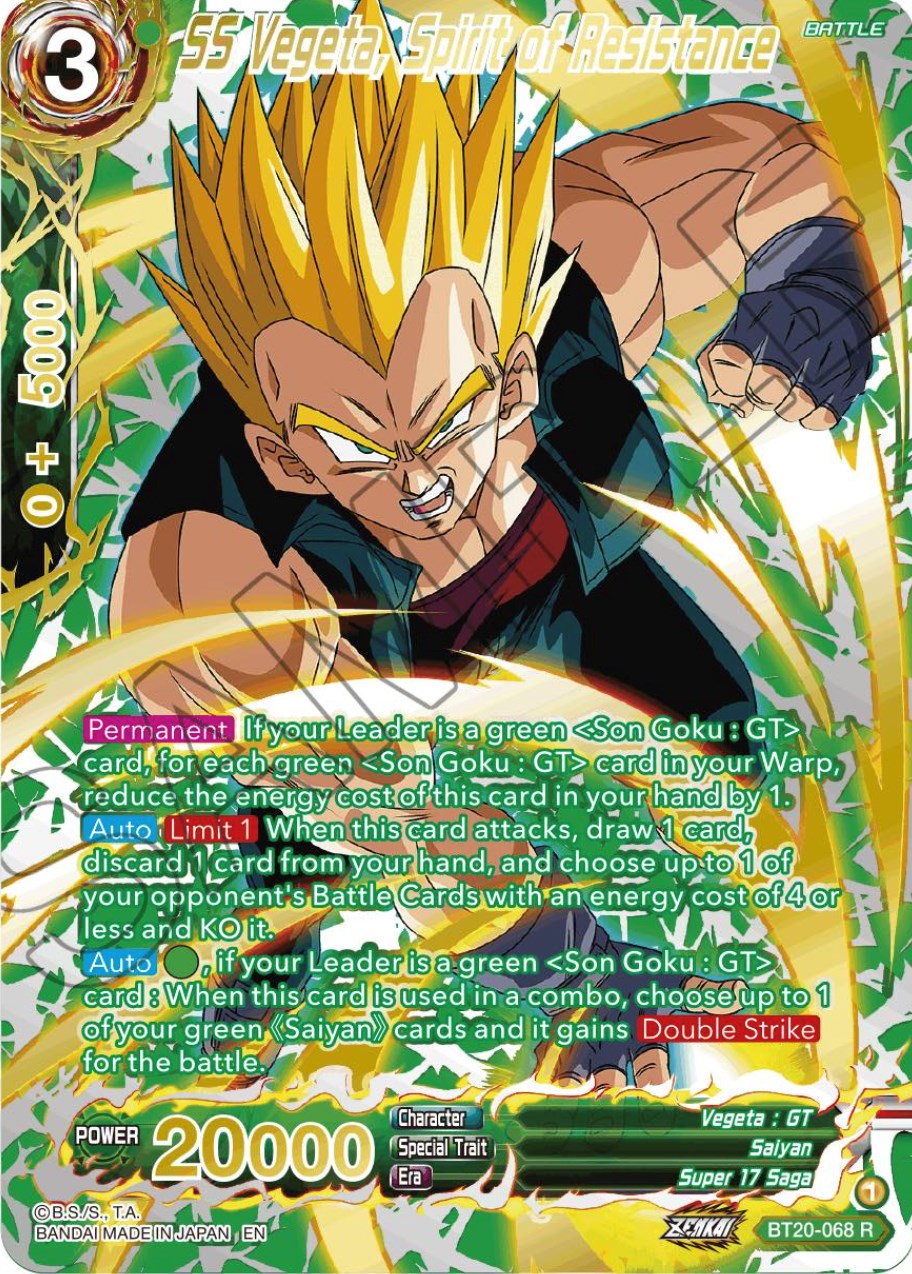 SS Vegeta, Spirit of Resistance (Gold-Stamped) (BT20-068) [Power Absorbed] | Shuffle n Cut Hobbies & Games