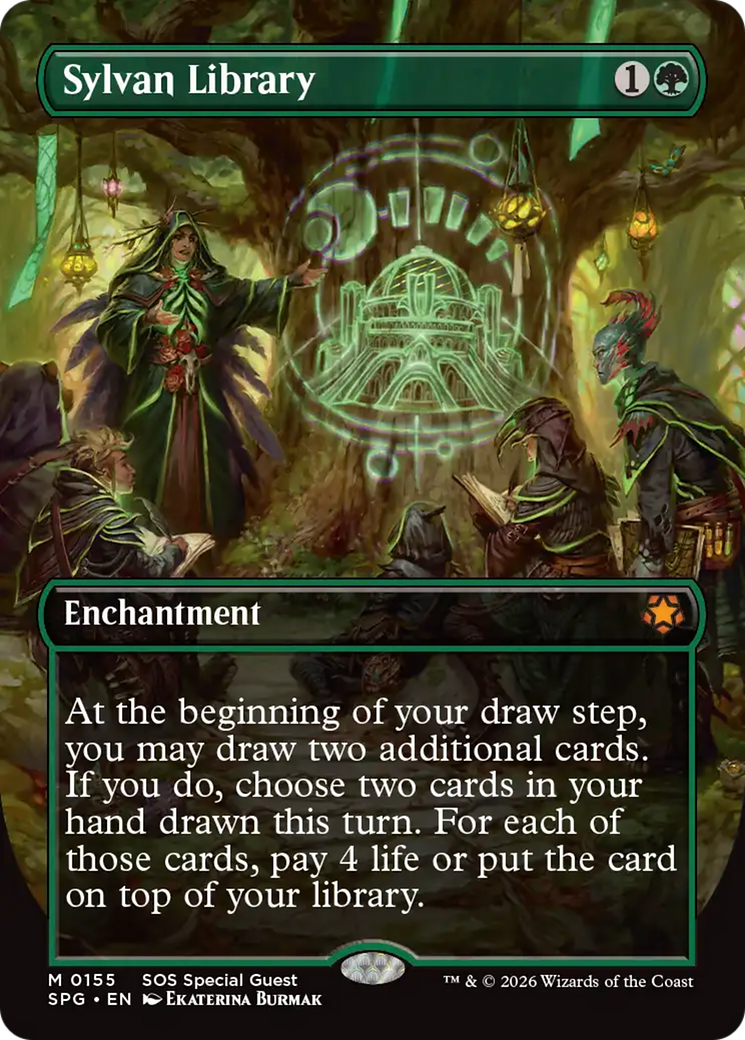 Sylvan Library (Borderless) [Secrets of Strixhaven Special Guests] | Shuffle n Cut Hobbies & Games