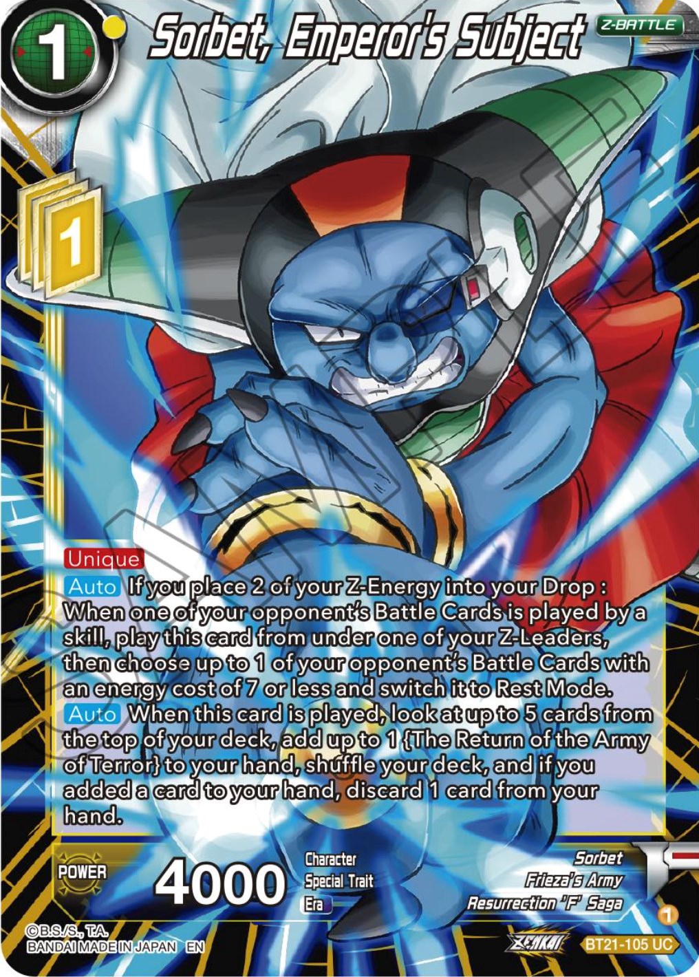 Sorbet, Emperor's Subject (BT21-105) [Wild Resurgence] | Shuffle n Cut Hobbies & Games