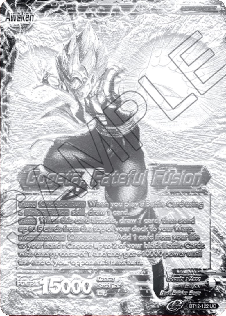 Son Goku & Vegeta // Gogeta, Fateful Fusion (2021 Championship Top 16) (Metal Silver Foil) (BT12-122) [Tournament Promotion Cards] | Shuffle n Cut Hobbies & Games