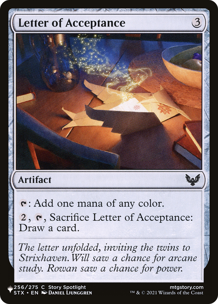 Letter of Acceptance [The List] | Shuffle n Cut Hobbies & Games