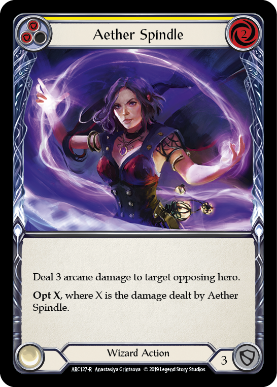 Aether Spindle (Yellow) [ARC127-R] (Arcane Rising)  1st Edition Rainbow Foil | Shuffle n Cut Hobbies & Games