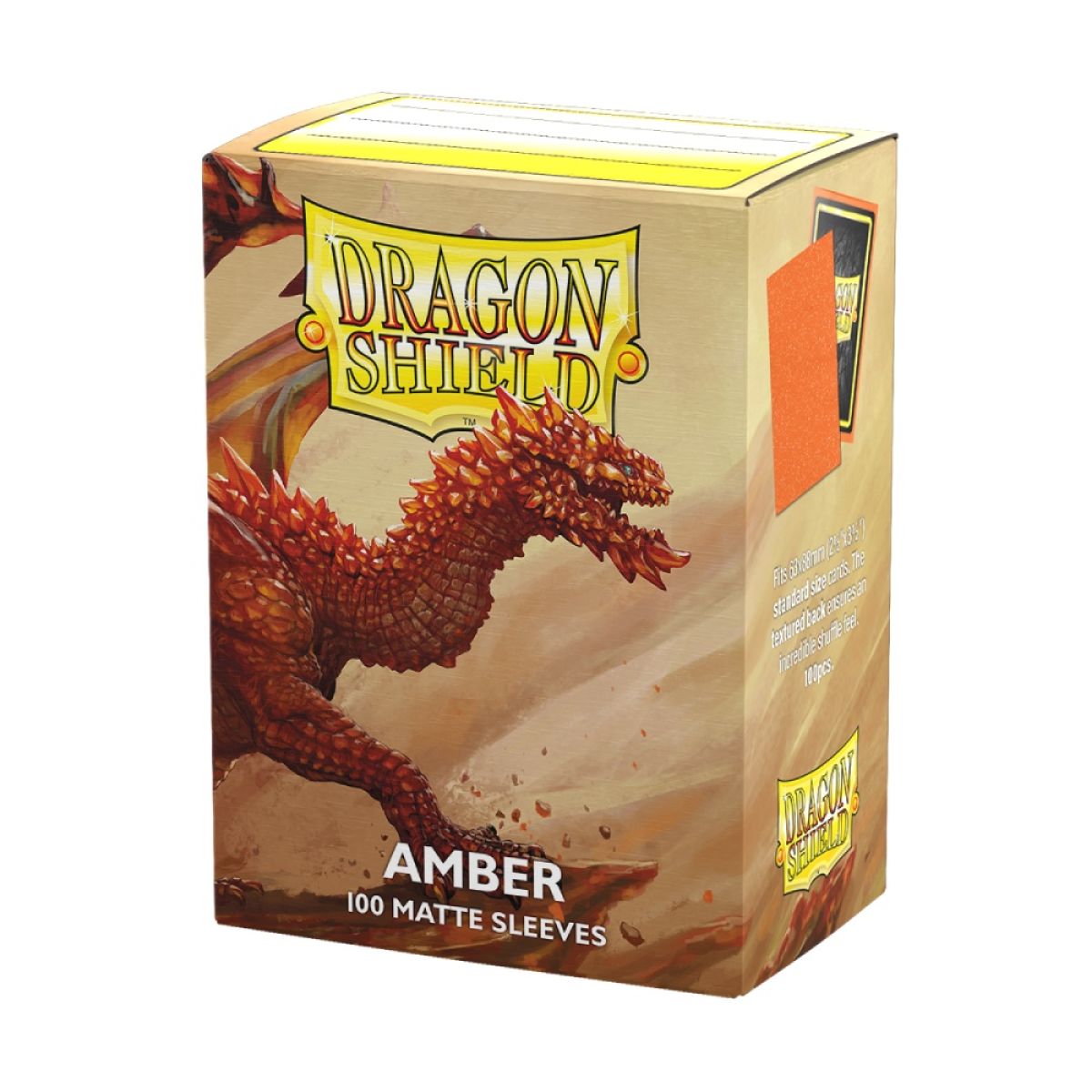 Dragon Shield 100ct Amber MATTE Standard Sleeves | Shuffle n Cut Hobbies & Games