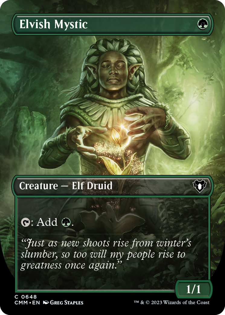 Elvish Mystic (Borderless Alternate Art) [Commander Masters] | Shuffle n Cut Hobbies & Games