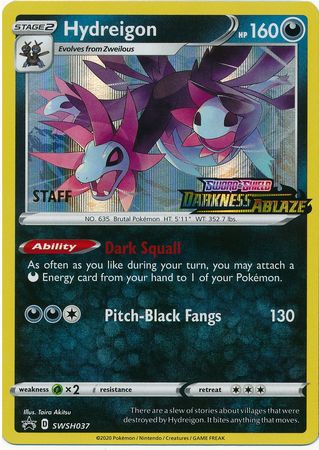 Hydreigon (SWSH037) (Staff Prerelease Promo) [Sword & Shield: Black Star Promos] | Shuffle n Cut Hobbies & Games