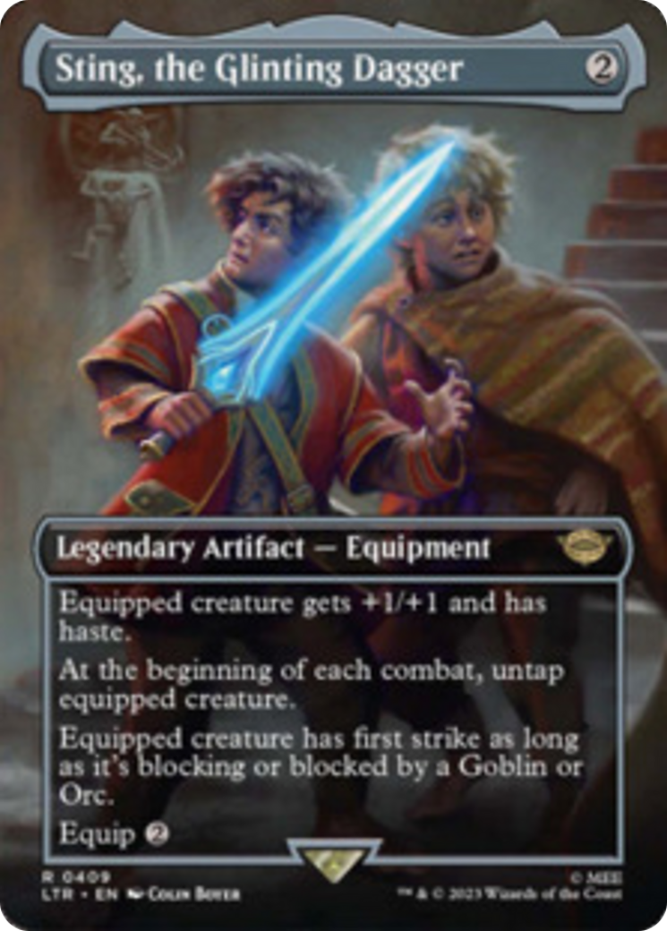 Sting, the Glinting Dagger (Borderless Alternate Art) [The Lord of the Rings: Tales of Middle-Earth] | Shuffle n Cut Hobbies & Games