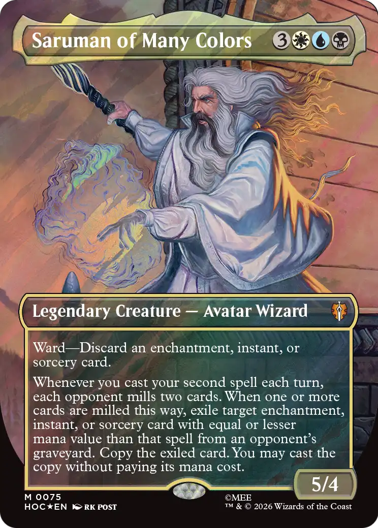 Saruman of Many Colors (Borderless) (Surge Foil) [The Hobbit: Eternal-Legal] | Shuffle n Cut Hobbies & Games