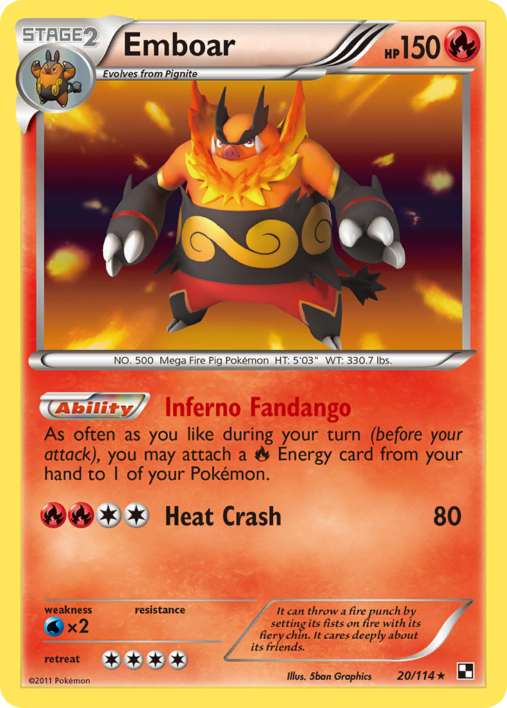 Emboar (20/114) [Black & White: Base Set] | Shuffle n Cut Hobbies & Games