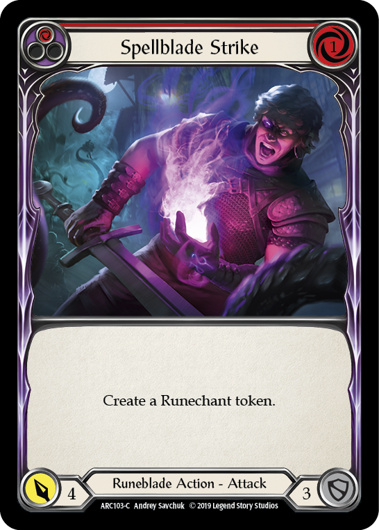 Spellblade Strike (Red) [ARC103-C] (Arcane Rising)  1st Edition Rainbow Foil | Shuffle n Cut Hobbies & Games
