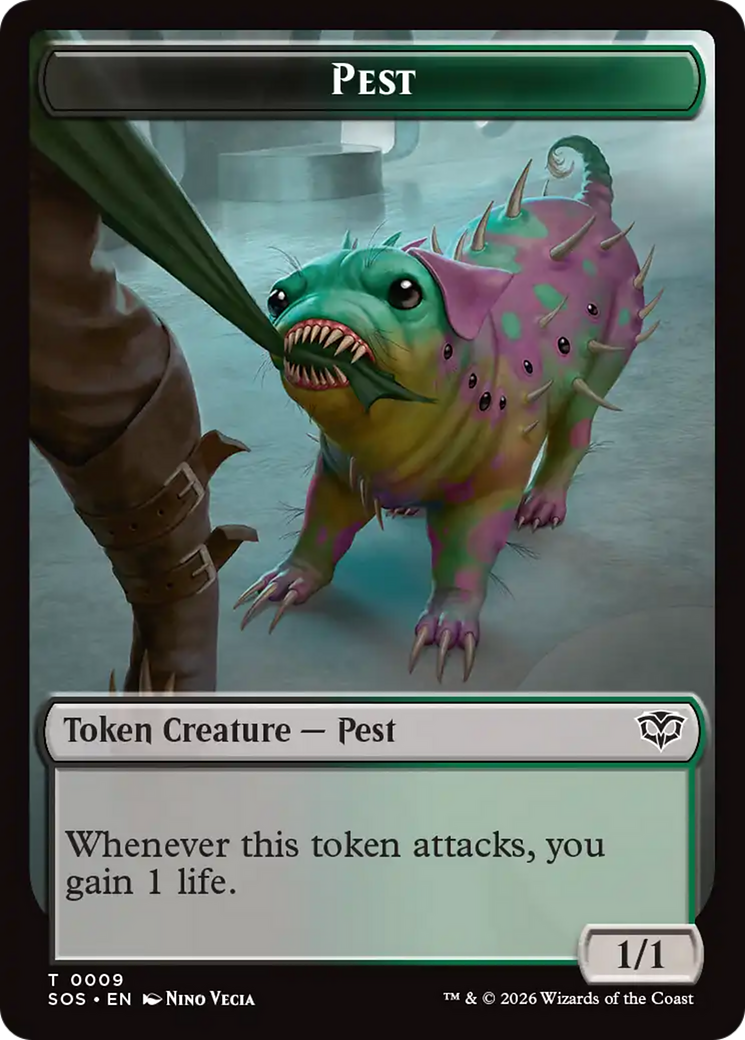 Fractal (0005) // Pest (0009) Double-Sided Token [Secrets of Strixhaven Tokens] | Shuffle n Cut Hobbies & Games