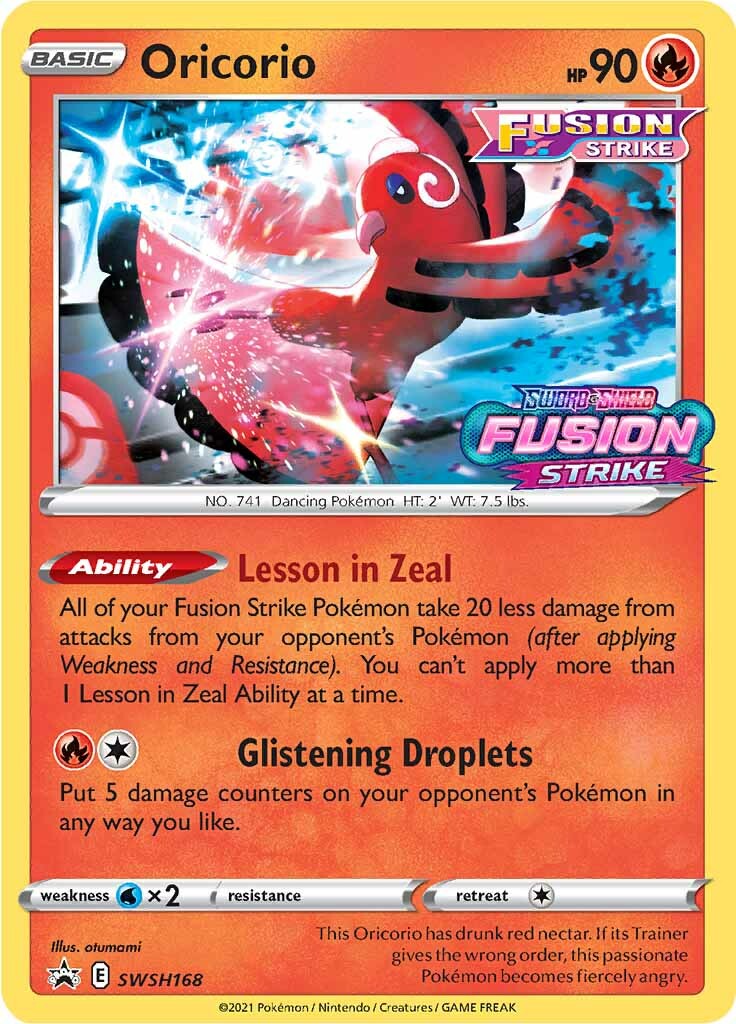 Oricorio (SWSH168) (Prerelease Promo) [Sword & Shield: Black Star Promos] | Shuffle n Cut Hobbies & Games