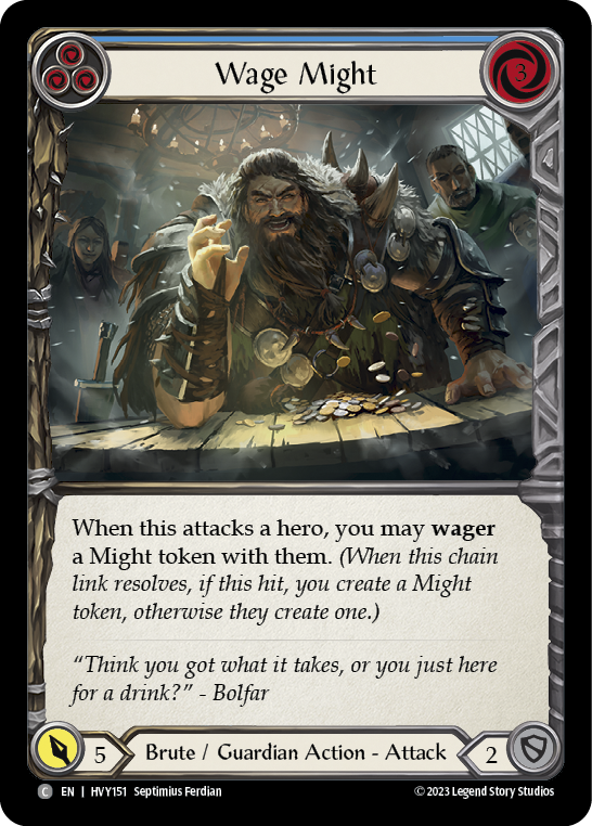 Wage Might (Blue) [HVY151] (Heavy Hitters)  Rainbow Foil | Shuffle n Cut Hobbies & Games