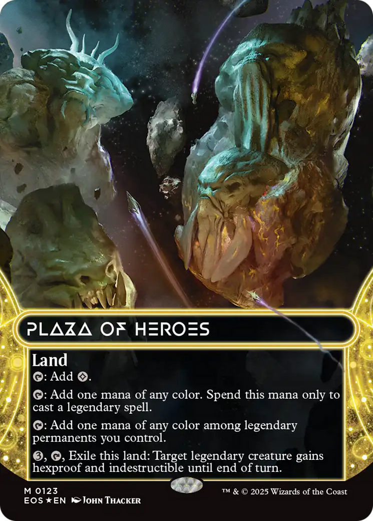 Plaza of Heroes (0123) (Borderless) (Galaxy Foil) [Edge of Eternities: Stellar Sights] | Shuffle n Cut Hobbies & Games