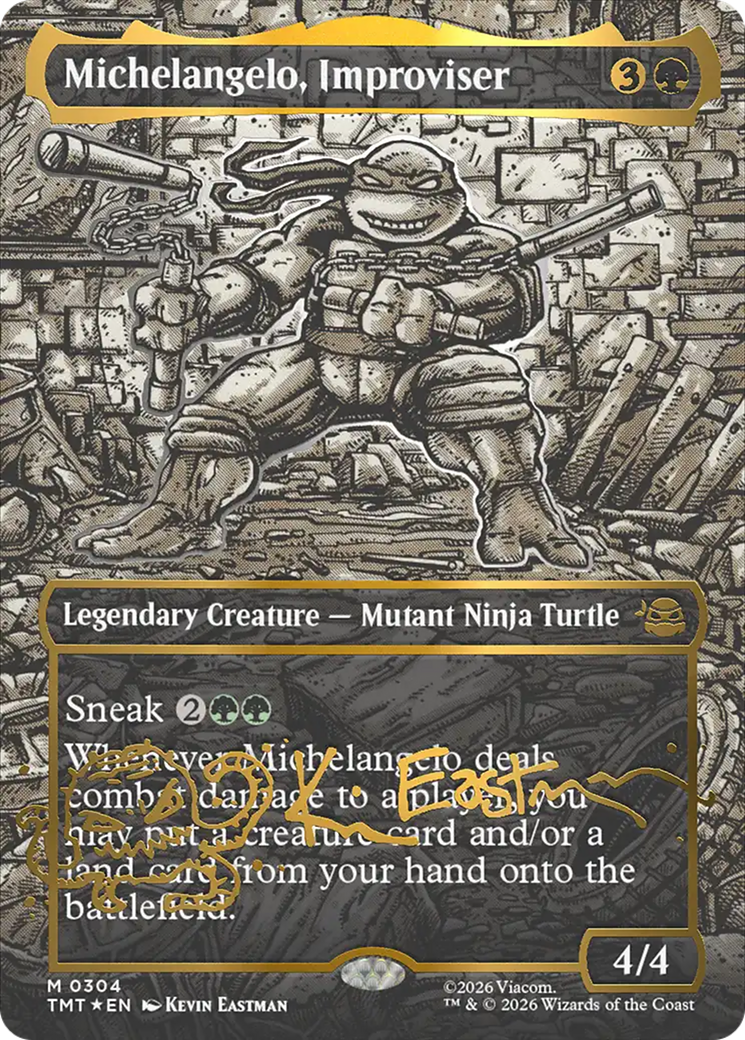 Michelangelo, Improviser (Borderless) (Gold-Stamped Signature) [Teenage Mutant Ninja Turtles] | Shuffle n Cut Hobbies & Games