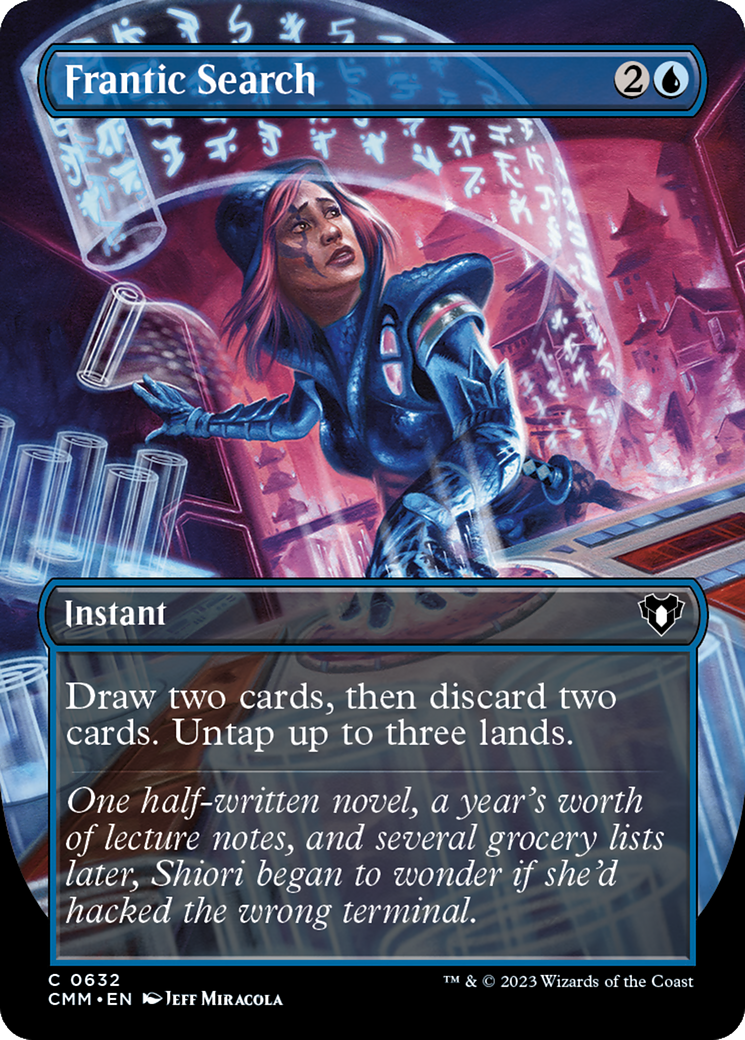 Frantic Search (Borderless Alternate Art) [Commander Masters] | Shuffle n Cut Hobbies & Games